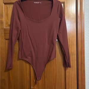 Abercrombie & Fitch Deep Red Long Sleeve Bodysuit